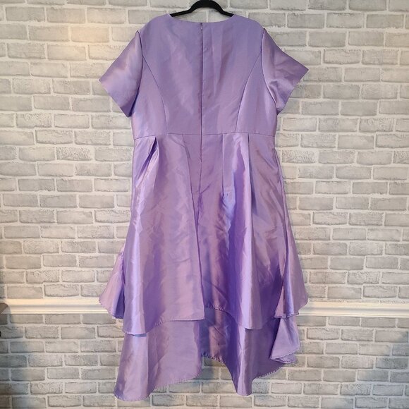 Dresses by Nubiano Lavender Satin Church Wedding Guest High Low Plus 22W NEW - Picture 3 of 6